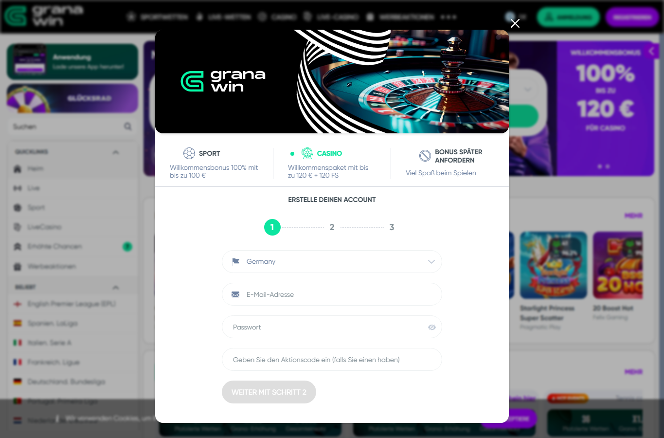 Screenshot reale di Granawin Casino